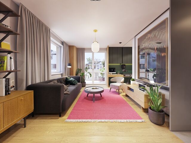 漂亮的色彩搭配：融合了个性与极简主义的公寓设计