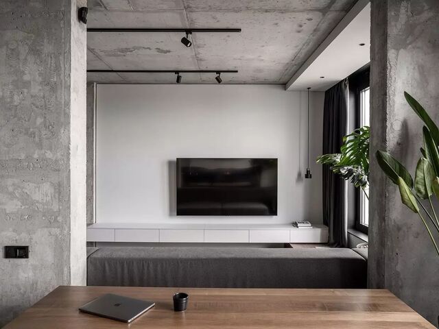 灰色+木质元素，工业风格现代公寓设计