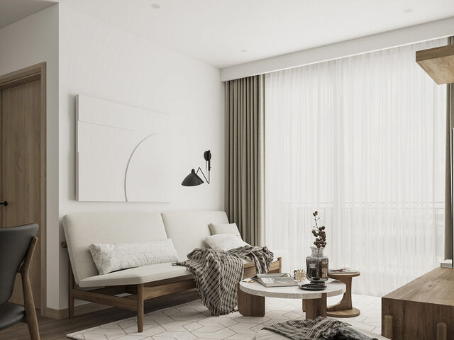 原木和清爽的白，清新优雅的现代公寓设计